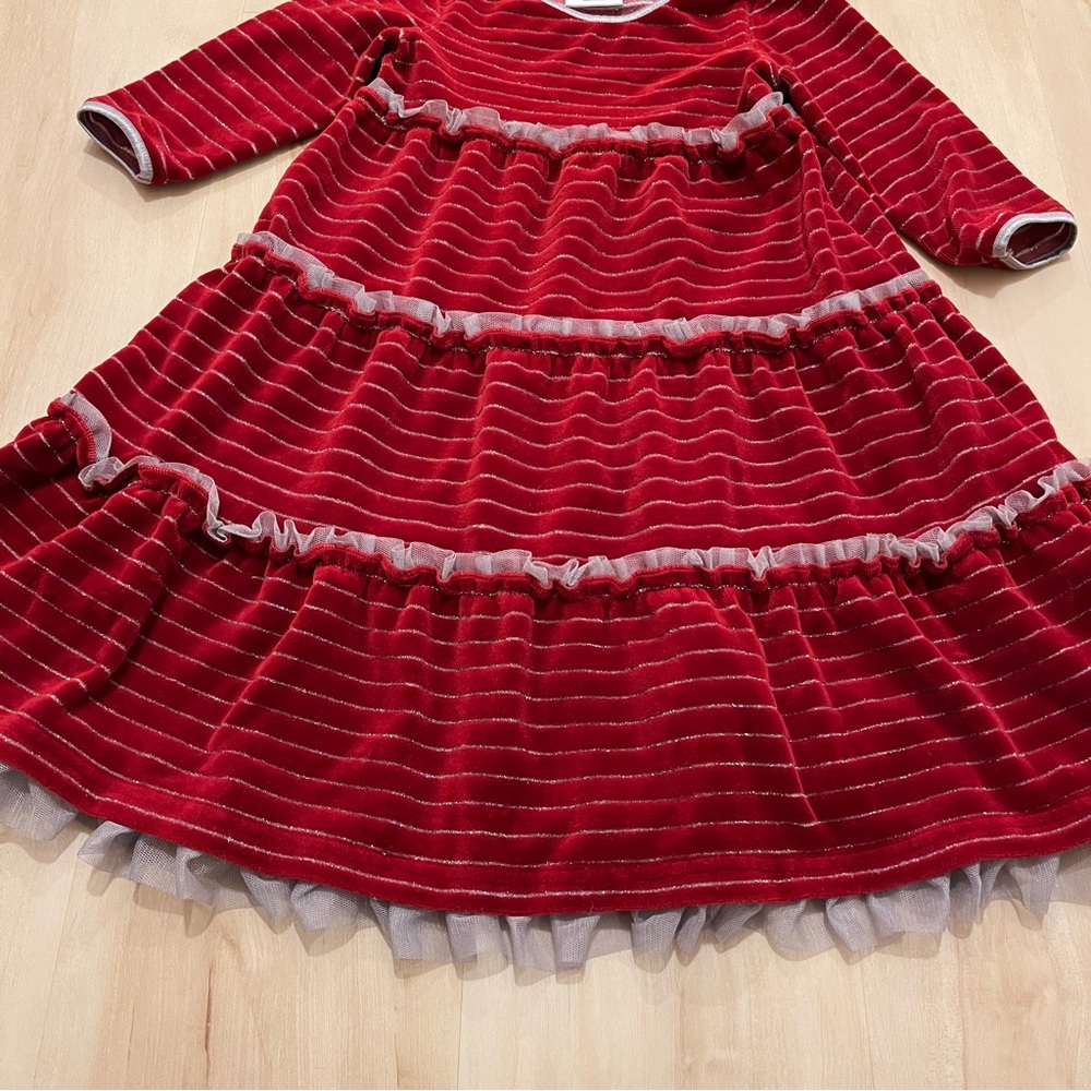 Hanna Andersson 110(5) velour tiered ruffle dress - Picture 5 of 7